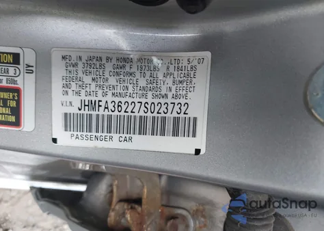 2007 Honda Civic Hybrid z USA, uszkodzony, nr VIN JHMFA36227S023732